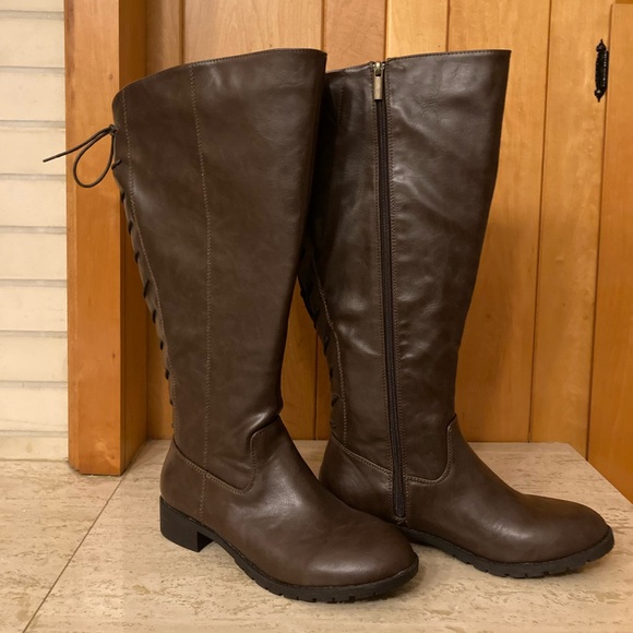 comfortview Shoes - The Charleston by Comfortview Tall Lace-Up Wide Calf Boots Western Streetwear